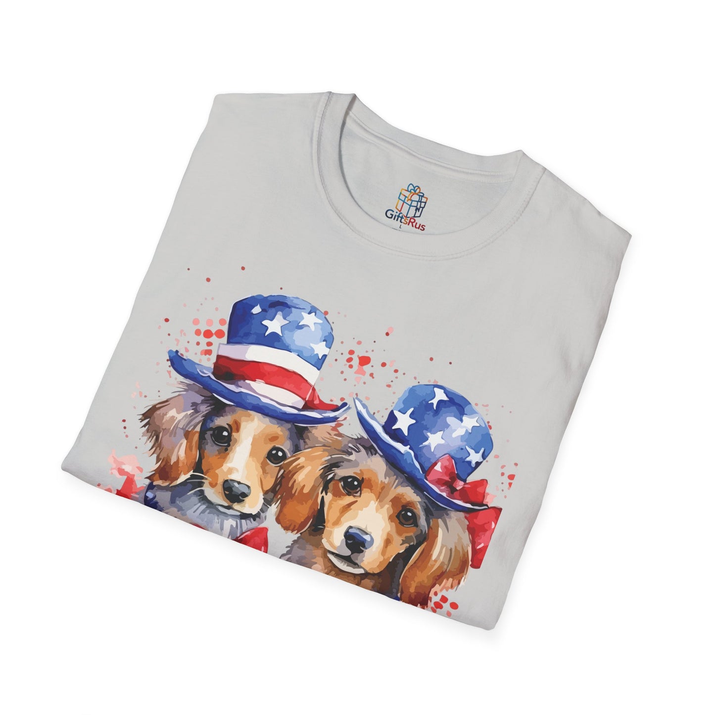 Patriotic Dog Print T-Shirt, Unisex Tee for Dog Lovers, Independence Day Apparel, Cute Animal Shirt, Summer Casual Wear