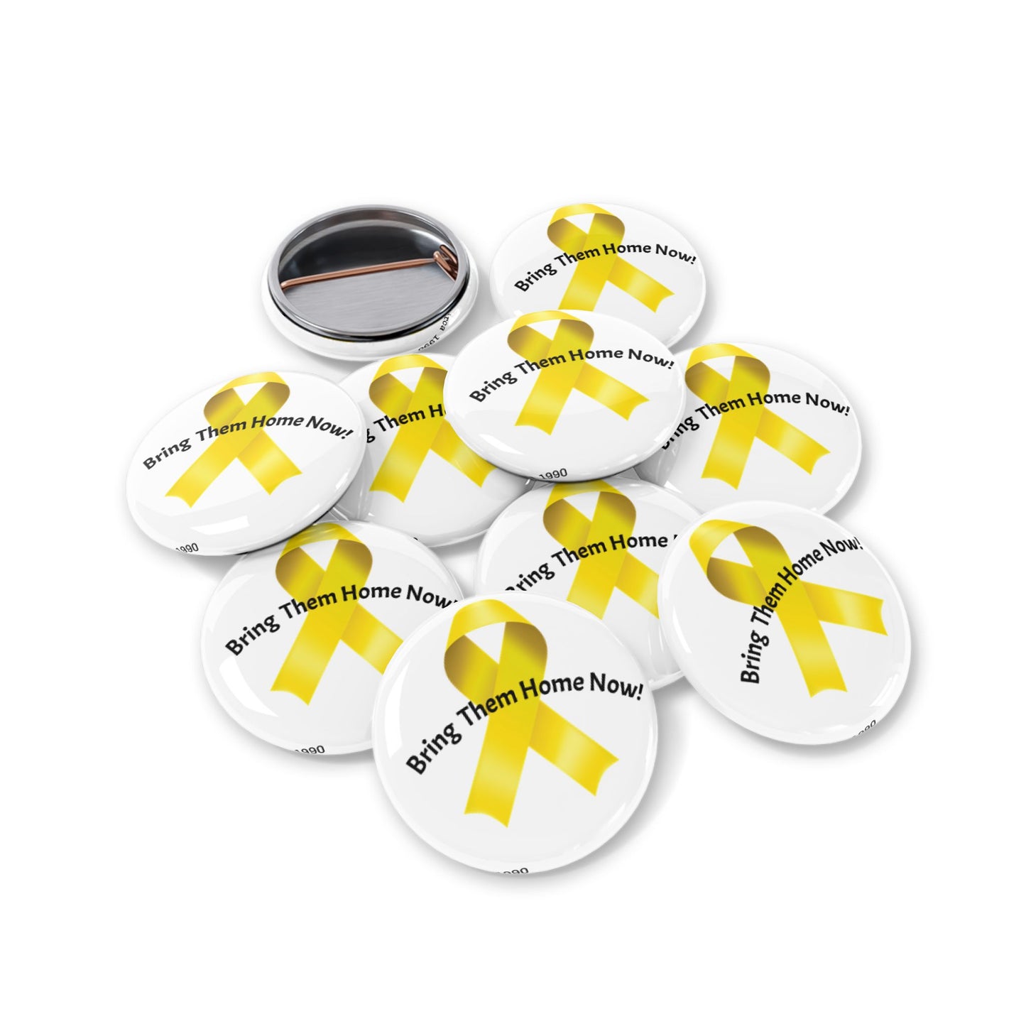 Supportive Yellow Ribbon Pins - Bring Them Home Now! - Awareness Buttons, Gift for Loved Ones, Military Support, Fundraising Events
