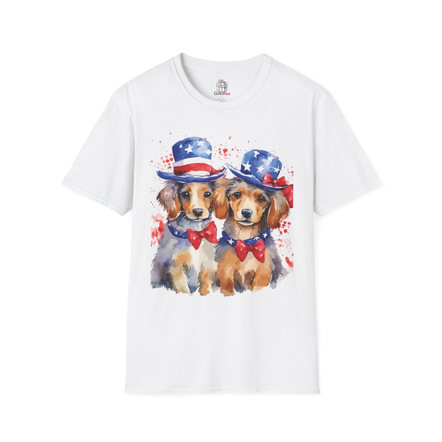 Patriotic Dog Print T-Shirt, Unisex Tee for Dog Lovers, Independence Day Apparel, Cute Animal Shirt, Summer Casual Wear
