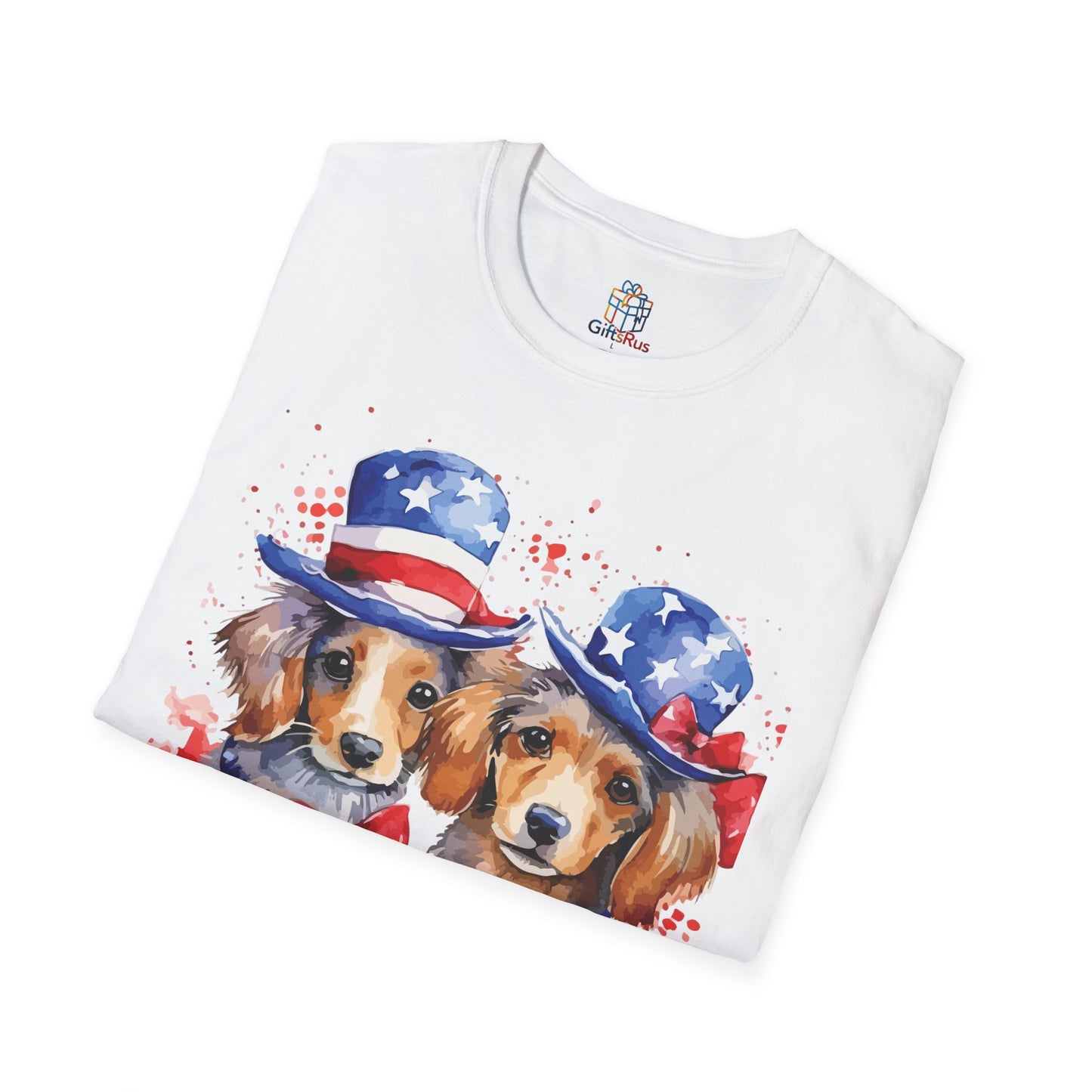 Patriotic Dog Print T-Shirt, Unisex Tee for Dog Lovers, Independence Day Apparel, Cute Animal Shirt, Summer Casual Wear