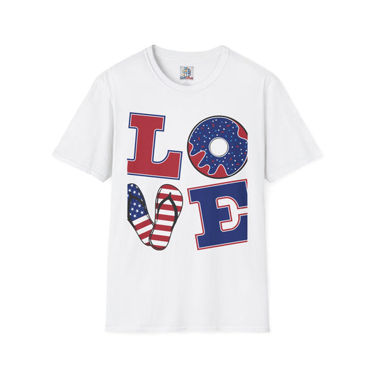 Fourth of July Summer Love T-Shirt, Casual Tee for Independence Day, Festive Summer Wear, Gift for Him or Her, USA Pride T-Shirt