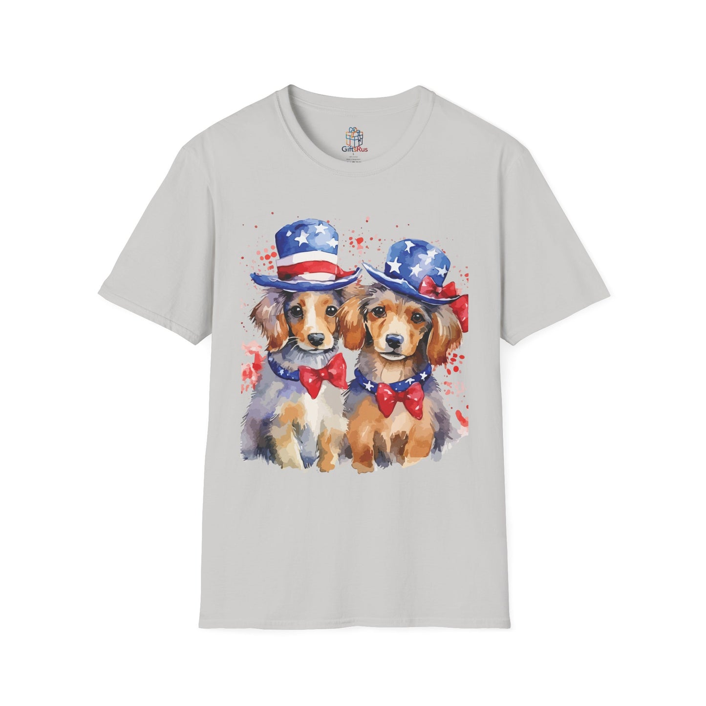 Patriotic Dog Print T-Shirt, Unisex Tee for Dog Lovers, Independence Day Apparel, Cute Animal Shirt, Summer Casual Wear